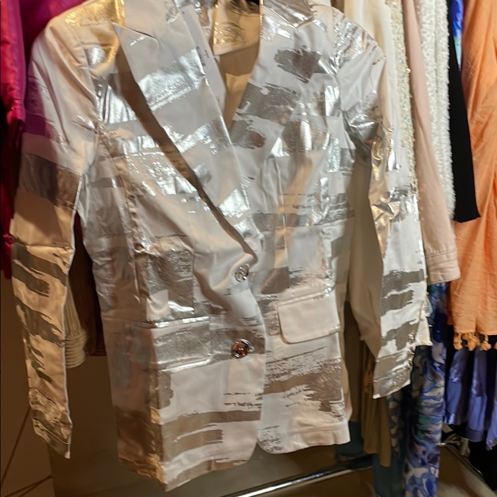 Berek Silver and White Suit Jacket Elegant Blazer
